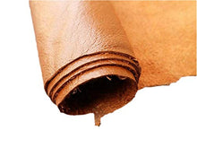 Cargar imagen en el visor de la galería, Rolled brown leather hide, 8x11 inches, cow skin for crafting.