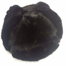 Cargar imagen en el visor de la galería, Pilot Trapper Men's Winter Aviator Hat with Faux Mink Fur and Ear Flaps, Black