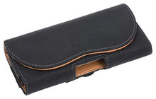 Cargar imagen en el visor de la galería, Reed designer cell phone belt clip case holster pouch for iPhone, stylish protective carrier in black with orange stitching.