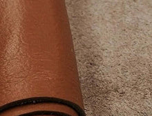 Cargar imagen en el visor de la galería, Rolled leather hide in brown, perfect for crafting garments and accessories, made from durable cow skins, 8x11 inches, 0.8-1.2 MM thick.