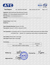 Cargar imagen en el visor de la galería, ATC test report for punch tools by Reed Sportswear Manufacturing Company, confirming total lead content in surface coating as safe.