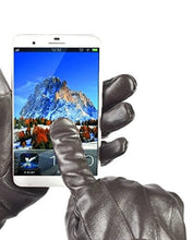 Cargar imagen en el visor de la galería, Leather gloves using touchscreen, Reed Men's Genuine Leather Warm Lined Driving Gloves, touchscreen compatible, winter accessory