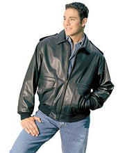 Cargar imagen en el visor de la galería, REED Men's Bomber Leather Jacket, Union Made in USA, showcasing classic style and durable naked cow leather craftsmanship.