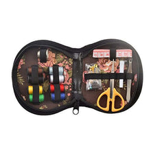Load image into Gallery viewer, Compact eZthings DIY Sewing Set with colorful threads, scissors, and tools in a floral case for arts and crafts projects.