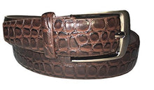 Load image into Gallery viewer, Crocodile print men's PU leather dress belt with nickel buckle, ideal for dressing up or casual wear.