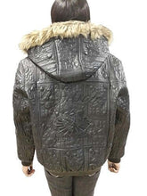 Cargar imagen en el visor de la galería, Back view of REED Women's Detroit High Roller Jacket with embossed design, fur-lined hood, and over 500,000 stitches.