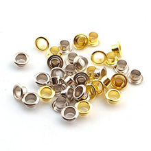 Cargar imagen en el visor de la galería, Assorted gold and silver metal grommets for leather crafting projects