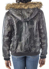 Cargar imagen en el visor de la galería, REED Women's Detroit Streets Leather Bomber Coat with Zip-Out Hoody, Black, Urban Style, Collectors Series, Fur Trimmed Hood