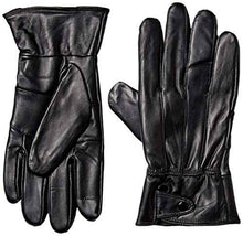 Cargar imagen en el visor de la galería, Reed Men's genuine leather warm lined driving gloves, touchscreen compatible, black sheepskin leather, winter fashion accessory.
