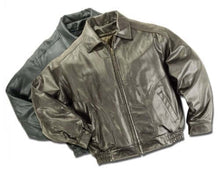 Load image into Gallery viewer, REED Men's All American Bomber Leather Jackets in dark shades, showcasing premium leather and classic design, union-made in USA.