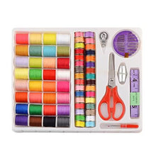 Load image into Gallery viewer, eZthings professional sewing supplies kit with colorful thread spools, scissors, and measuring tape for arts and crafts projects