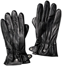 Cargar imagen en el visor de la galería, Reed men's black leather touchscreen gloves, warm lined for driving, made from genuine sheepskin leather, perfect for winter wear.