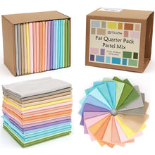 Charger l'image dans la galerie, 20 Fat Quarter Bundle - 100% Cotton Pastel Mix for Quilting & Crafting in Plastic-Free Packaging