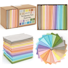 Charger l'image dans la galerie, 20 Fat Quarter Bundle in Pastel Mix Colors, 100% Cotton, Perfect for Quilting and Crafting, Box Display with Rainbow Soft Fabrics