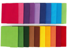 Charger l'image dans la galerie, 20 Fat Quarter Bundle in rainbow colors, 100% cotton, perfect for quilting and crafting. Contains 20 assorted colors. Plastic-free packaging.