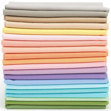 Charger l'image dans la galerie, Stack of 20 pastel-colored fat quarters, 100% cotton, ideal for quilting and crafting. Includes 20 colors with no duplicates.