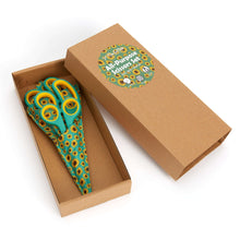 Cargar imagen en el visor de la galería, Special Gift Box with Soft Grip Sunflowers Scissors Set in handmade fabric case for crafts, office, or school use.
