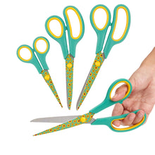 Cargar imagen en el visor de la galería, Special Gift Box Soft Grip Sunflowers Scissors Set in 3 sizes with a handmade fabric case, ideal for crafts, school, and office use.
