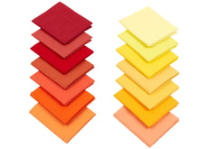 Charger l'image dans la galerie, 14 Fat Quarter Bundle in warm sunrise and sunset colors, 100% cotton, perfect for quilting and crafting projects.