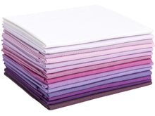 Cargar imagen en el visor de la galería, Fat Quarter Bundle in shades of purple and magenta, 14 pieces, 100% cotton fabric for quilting and crafting.