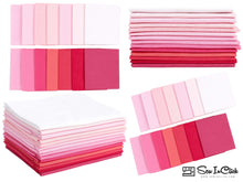 Cargar imagen en el visor de la galería, Fat Quarter Bundle in shades of pink and magenta for quilting, 100% cotton, 14 pieces, soft and washable, perfect for crafting gifts.