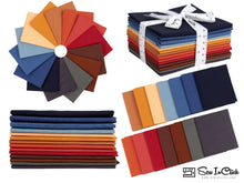 Cargar imagen en el visor de la galería, Jewel tones fat quarter bundle, 100% cotton, quilting fabric assortment, 14 pieces, vibrant ground and water colors.