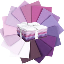 Cargar imagen en el visor de la galería, Fat Quarter Bundle in shades of purple and magenta, 100% cotton quilting fabric, 14 pieces, perfect for crafting and sewing projects.