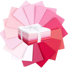 Cargar imagen en el visor de la galería, Fat Quarter Bundle in shades of pink and magenta, 14 pieces of 100% cotton fabric for quilting and crafting, 20.8x18.1 inches each.