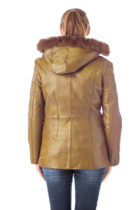 Women's 28" Fox Trimmed Detachable Hood & Braided Leather Trim - Imported