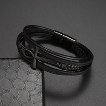 Charger l&#39;image dans la galerie, Bracelet en cuir multicouche classique tissé à la main - Cuir végétalien - Importé
