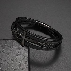 Classic Hand Woven Multi-Layered Leather Bracelet - Vegan leather - Imported