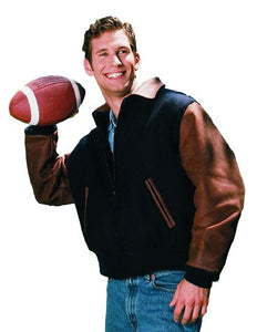 Big and Tall Men's Executive Leather Varsity Jacket Union Made in USA