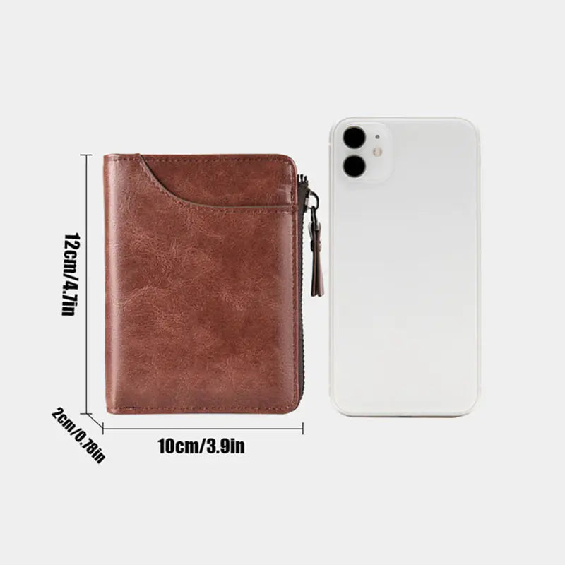 men Wallet Rfid Leather Wallet Zipper Business Card Holder Purse Wallet Men