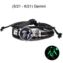 Load image into Gallery viewer, 12 Zodiac Signs Leather Bracelet
