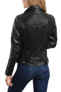 REED EST. 1950 Women's Jacket Genuine Lambskin Leather Biker Fashion Coat - Imported