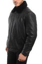Cargar imagen en el visor de la galería, REED Men&#39;s Smooth Lamb Touch Faux Leather Detachable Fur Collar Classic Jacket - Imported
