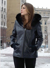 Load image into Gallery viewer, Women&#39;s 28&quot; Fox Trimmed Detachable Hood &amp; Braided Leather Trim - Imported
