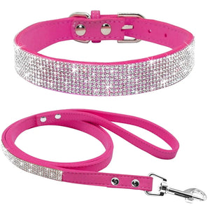 Leather Dog Collar Leash Set