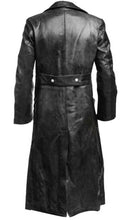 Load image into Gallery viewer, BLACK LEATHER TRENCH COAT - Vegan leather Jacket
