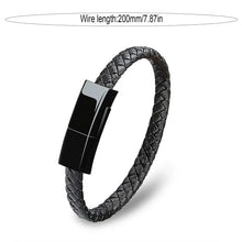 Cargar imagen en el visor de la galería, USB Leather Charging Braided Bracelets
