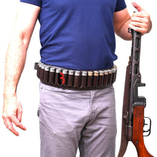 Load image into Gallery viewer, Cowhide Leather Shotshell Bandolier Belt Shotgun Shell Belt Ammunition Carrier
