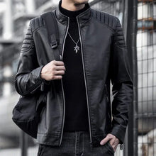 Load image into Gallery viewer, Motorcycle Vegan leather Jacket Men
