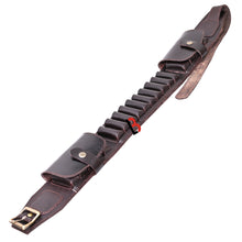 Load image into Gallery viewer, Cowhide Leather Shotshell Bandolier Belt Shotgun Shell Belt Ammunition Carrier
