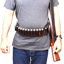 Load image into Gallery viewer, Cowhide Leather Shotshell Bandolier Belt Shotgun Shell Belt Ammunition Carrier

