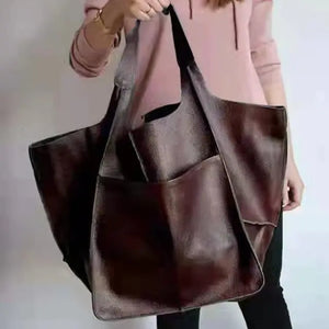 Sac à bandoulière en cuir pour femme souple grande capacité luxe - Cuir végétalien - Importé