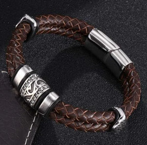 Pulsera clásica de cuero multicapa tejida a mano - Cuero vegano - Importado