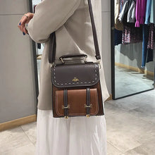 Load image into Gallery viewer, Vintage Paneled PU Leather Women Backpack - Vegan leather - Imported
