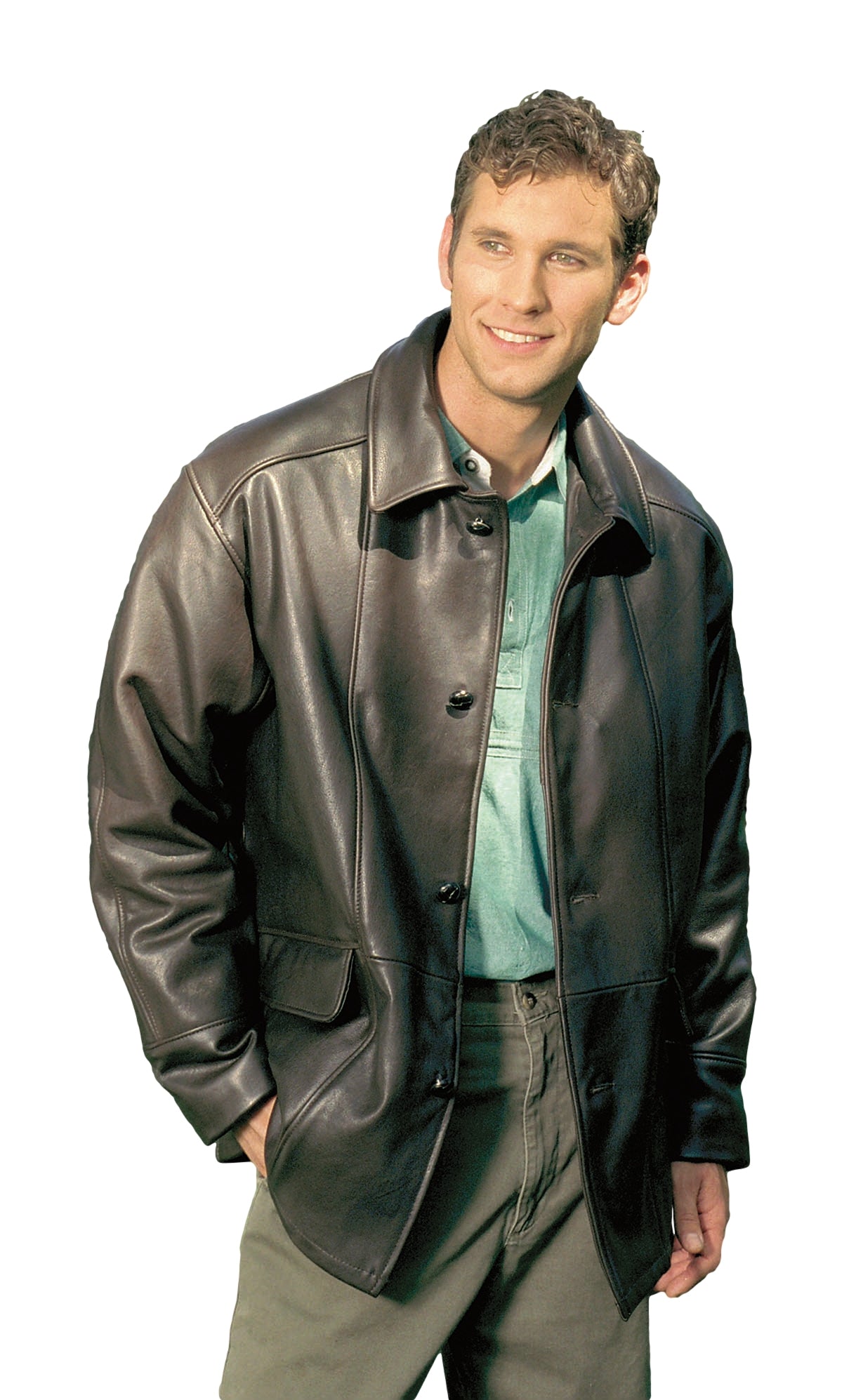 J.CREW Vintage Men's Leather Black Insulated 1990s Car Coat