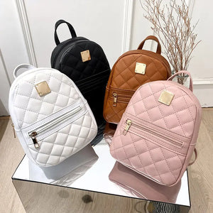 Mini sac à dos pour femme en cuir PU multifonction - Cuir végétalien - Importé