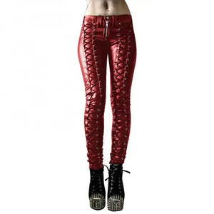 Steampunk Leather Skinny Pants - Vegan leather - Imported